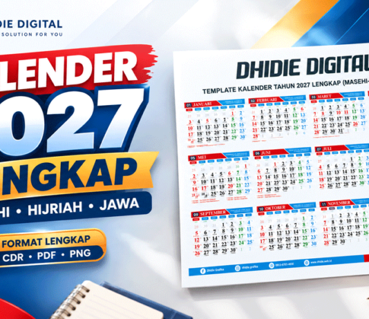 Download Kalender 2027 Lengkap Jawa Hijriah dan Tanggal Merah – CDR, AI, PDF, PNG