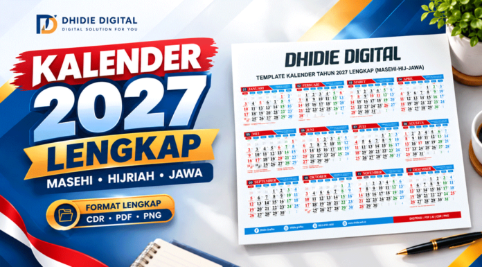 Download Kalender 2027 Lengkap Jawa Hijriah dan Tanggal Merah – CDR, AI, PDF, PNG
